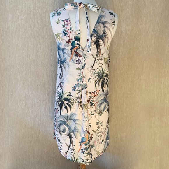 H&M Tropical Parrot Print Halter Neck Sleeveless Dress Size US 6 - Picture 3 of 9
